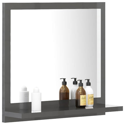 vidaXL Bathroom Mirror High Gloss Grey 40x10.5x37 cm Chipboard
