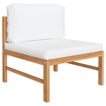 3 Piece Garden Lounge Set with Cream Cushions Teak Wood