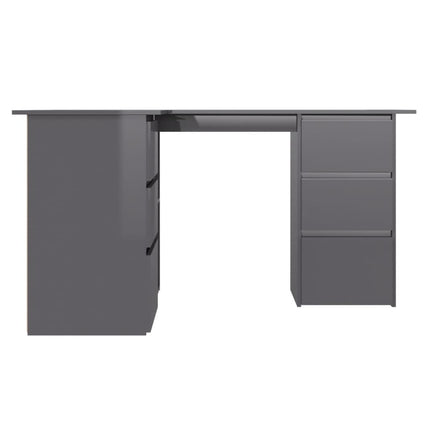 vidaXL Corner Desk High Gloss Rrey 145x100x76 cm Chipboard