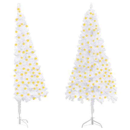 vidaXL Corner Artificial Christmas Tree with LEDs White 240 cm PVC