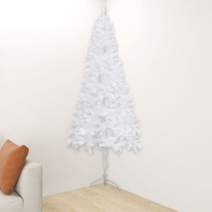 vidaXL Corner Artificial Christmas Tree with LEDs White 240 cm PVC