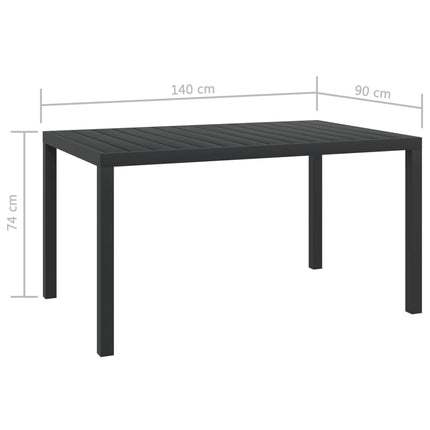 vidaXL Garden Table Black 150x90x74 cm Aluminium and WPC