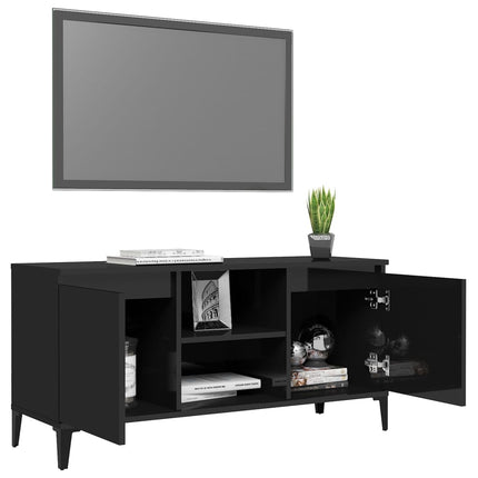 vidaXL TV Cabinet with Metal Legs High Gloss Black 103.5x35x50 cm
