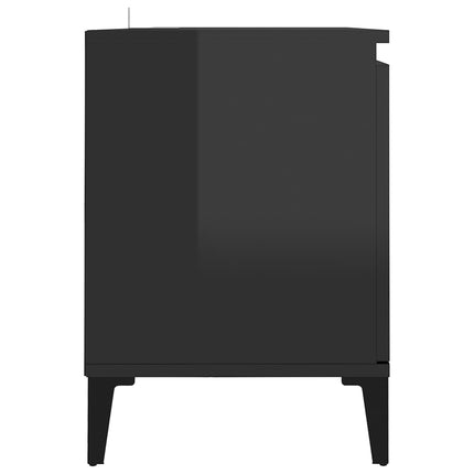vidaXL TV Cabinet with Metal Legs High Gloss Black 103.5x35x50 cm