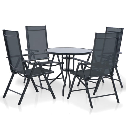 vidaXL 5 Piece Outdoor Dining Set Aluminium and Textilene Black