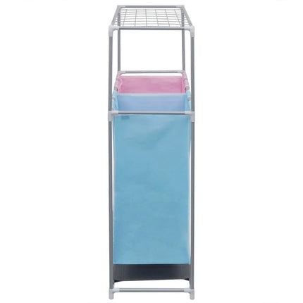 2-Section Laundry Sorter Hamper with a Top Shelf for Drying