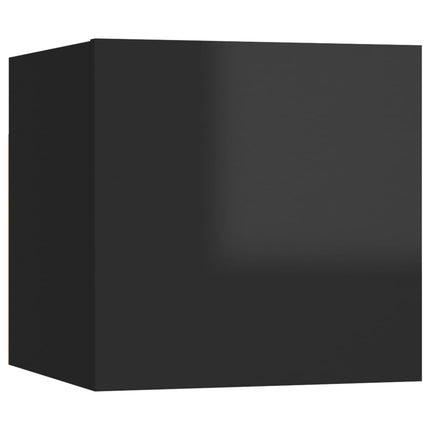 vidaXL Wall Mounted TV Cabinets 8 pcs High Gloss Black 30.5x30x30 cm