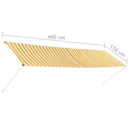 vidaXL Retractable Awning 400x150 cm Yellow and White