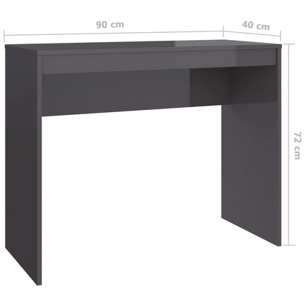 vidaXL Desk High Gloss Grey 90x40x72 cm Chipboard