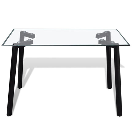 vidaXL Dining Table with Glass Top and Black Legs