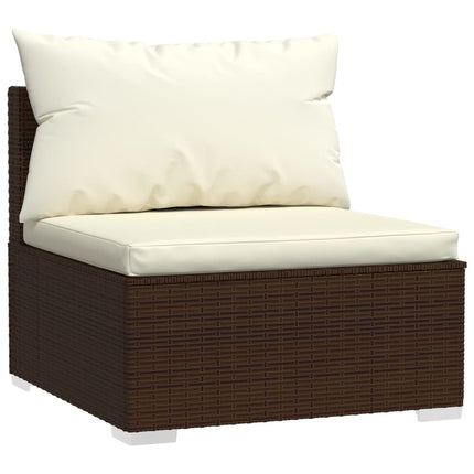 5 Piece Garden Lounge Set with Cushions Poly Rattan Brown