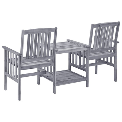 Garden Chairs with Tea Table and Cushions Solid Acacia Wood