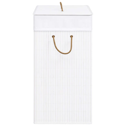 Bamboo Laundry Basket with Single Section White 83 L