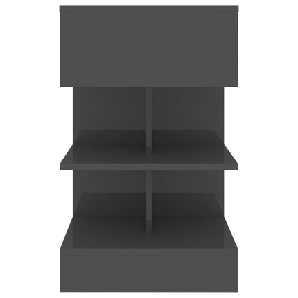 vidaXL Bedside Cabinet High Gloss Grey 40x35x65 cm Chipboard