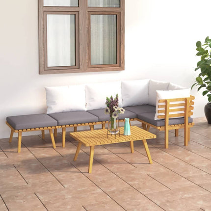 6 Piece Garden Lounge Set with Cushions Solid Wood Acacia