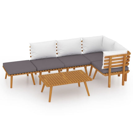 6 Piece Garden Lounge Set with Cushions Solid Wood Acacia