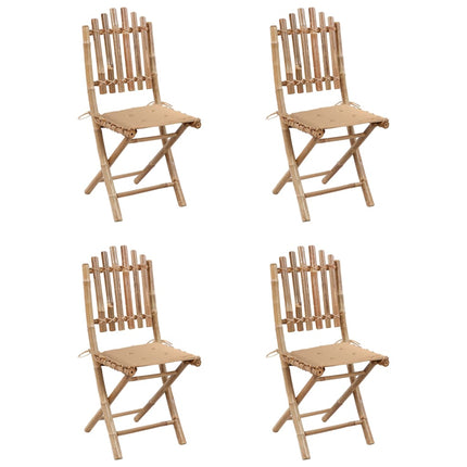 5 Piece Folding Outdoor Dining Set with Cushions Bamboo