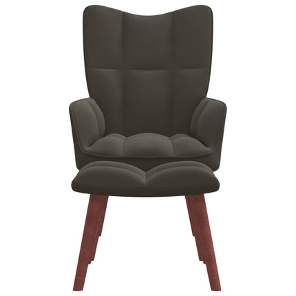 Relaxing Chair with a Stool Dark Grey Velvet