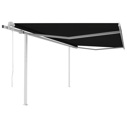 vidaXL Automatic Retractable Awning with Posts 4x3 m Anthracite