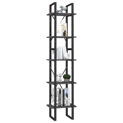 vidaXL 5-Tier Book Cabinet Grey 40x30x175 cm Pinewood