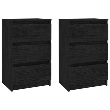 Bedside Cabinets 2 pcs Black 40x29.5x64 cm Solid Pine Wood