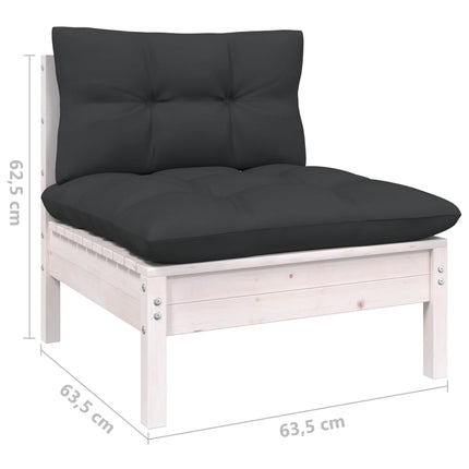 vidaXL 11 Piece Garden Lounge Set with Cushions White Pinewood
