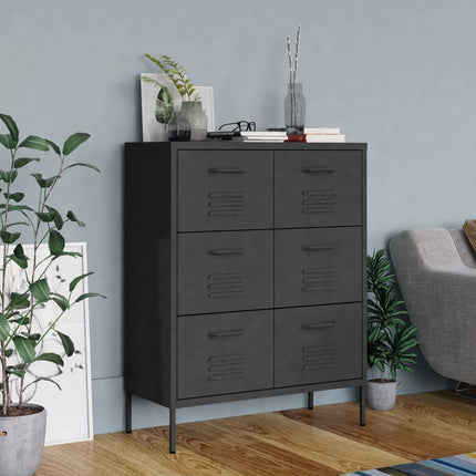 vidaXL Drawer Cabinet Anthracite 80x35x101.5 cm Steel
