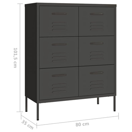 vidaXL Drawer Cabinet Anthracite 80x35x101.5 cm Steel