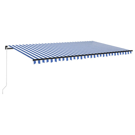 Manual Retractable Awning with LED 500x300 cm Blue and White