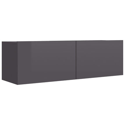vidaXL 8 Piece TV Cabinet Set High Gloss Grey Chipboard