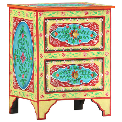 vidaXL Hand Painted Bedside Cabinet 40x30x50 cm Solid Mango Wood