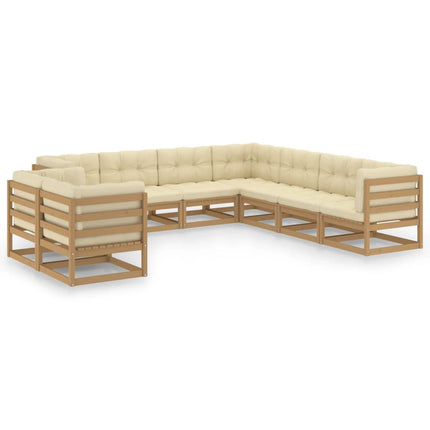 vidaXL 9 Piece Garden Lounge Set & Cushions Honey Brown Solid Pinewood