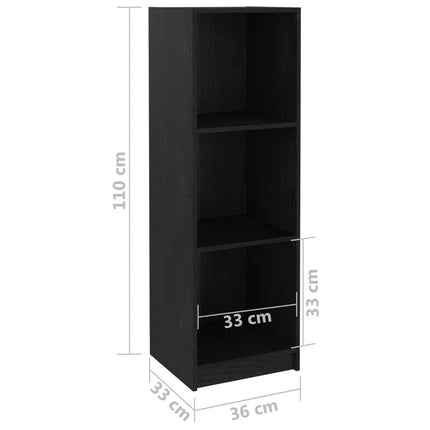 vidaXL Book Cabinet/Room Divider Black 36x33x110 cm Solid Pinewood