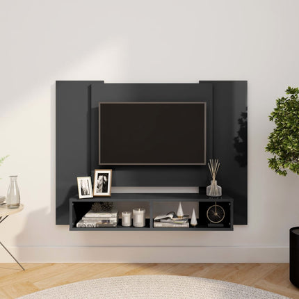 vidaXL Wall TV Cabinet High Gloss Grey 120x23.5x90 cm Chipboard