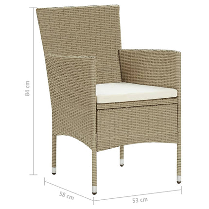 Garden Dining Chairs 4 pcs Poly Rattan Beige