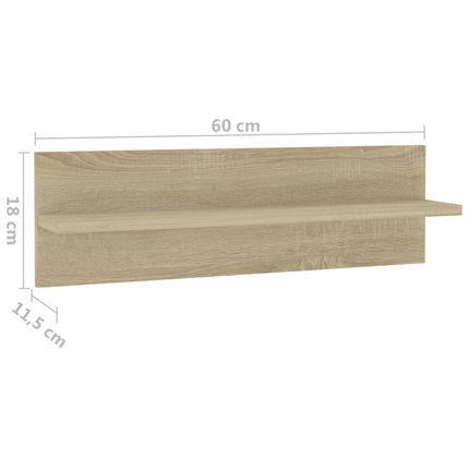 vidaXL Wall Shelves 4 pcs Sonoma Oak 60x11.5x18 cm Chipboard