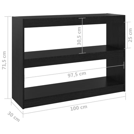 vidaXL Book Cabinet Room Divider Black 100x30x71.5 cm Pinewood