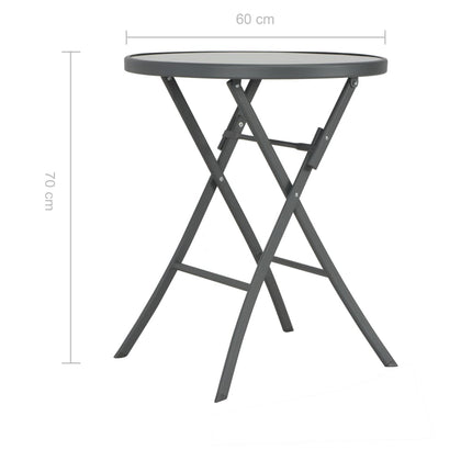 vidaXL Folding Bistro Table Grey 60x70 cm Glass and Steel