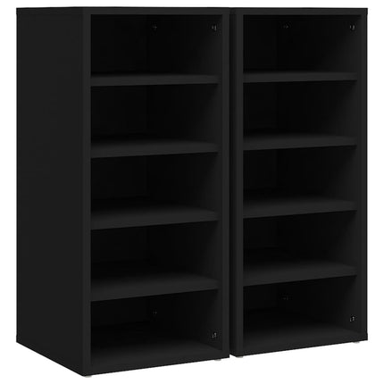 vidaXL Shoe Cabinets 2 pcs Black 31.5x35x70 cm Chipboard
