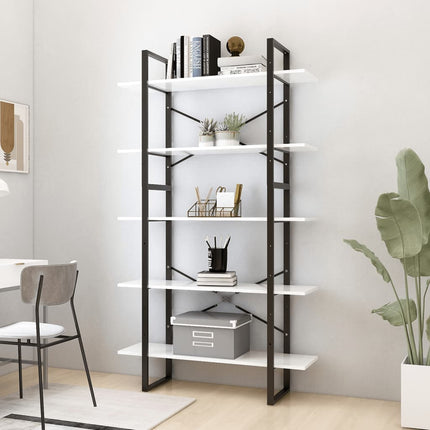 vidaXL 5-Tier Book Cabinet White 100x30x175 cm Chipboard