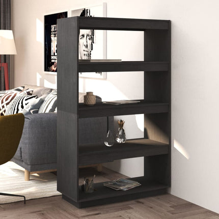 vidaXL Book Cabinet/Room Divider Grey 80x35x135 cm Solid Pinewood