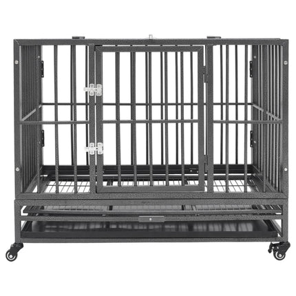 vidaXL Dog Cage with Wheels Steel 102x72x85 cm