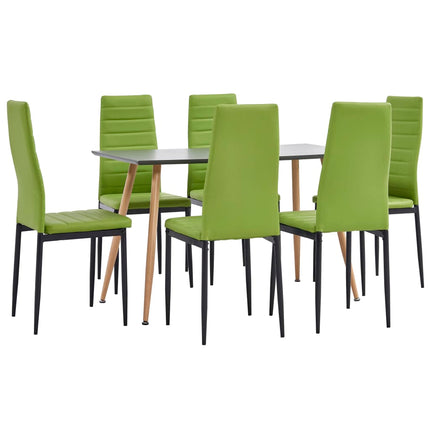 vidaXL 7 Piece Dining Set Faux Leather Lime Green
