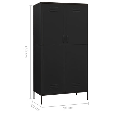 vidaXL Wardrobe Black 90x50x180 cm Steel