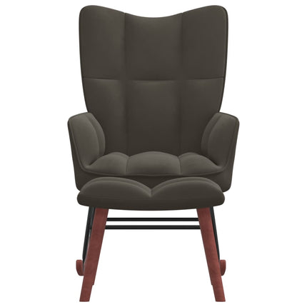 Rocking Chair with a Stool Dark Grey Velvet