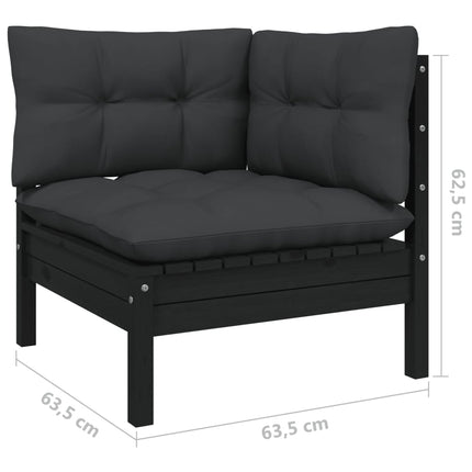 14 Piece Garden Lounge Set with Cushions Black Pinewood