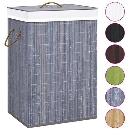 Bamboo Laundry Basket with 2 Sections Grey 72 L