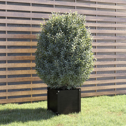 vidaXL Garden Planter Black 40x40x40 cm Solid Pinewood