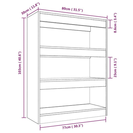 vidaXL Book Cabinet/Room Divider Grey Sonoma 80x30x103 cm Engineered wood