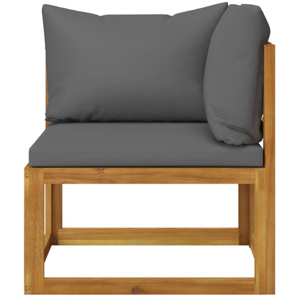 vidaXL Sectional Corner Sofa & Dark Grey Cushion Solid Acacia Wood